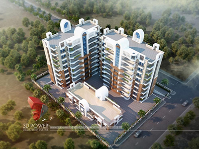 Agra-apartments-3d-architectural-drawings-3d model-architecture-birds-eye-view-day-view